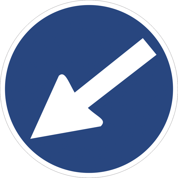 Gebotszeichenaufkleber alt .023- Richtungshinweis (alt)