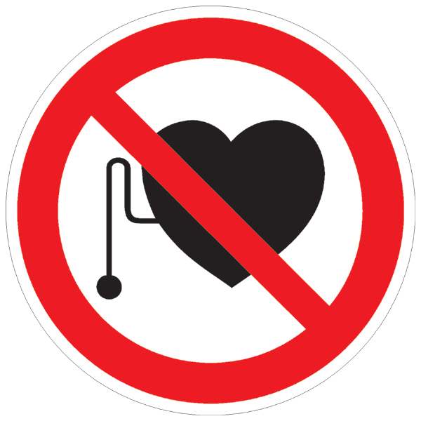 Verbotszeichenaufkleber alt .012- Kein Zutritt für Personen mit Herzschrittmachern oder implantierten Defibrillatoren  (alt)