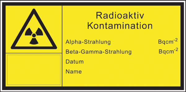 Warnzeichenaufkleber Strahlenschutz .003- Etikett: Radioaktiv Kontamination