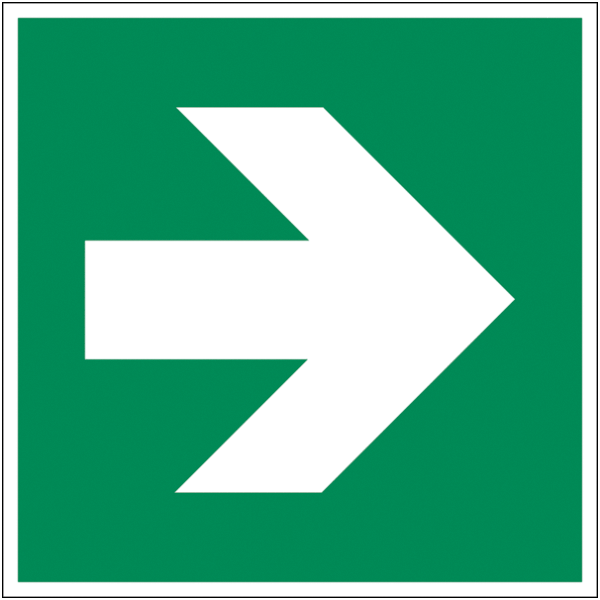 Rettungszeichenaufkleber .005- E005 Zusatzzeichen Pfeil