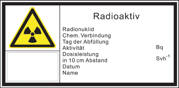 Warnzeichenaufkleber Strahlenschutz .002- Etikett: Radioaktiv