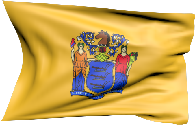 New Jersey | wehende Flagge von New Jersey als Aufkleber