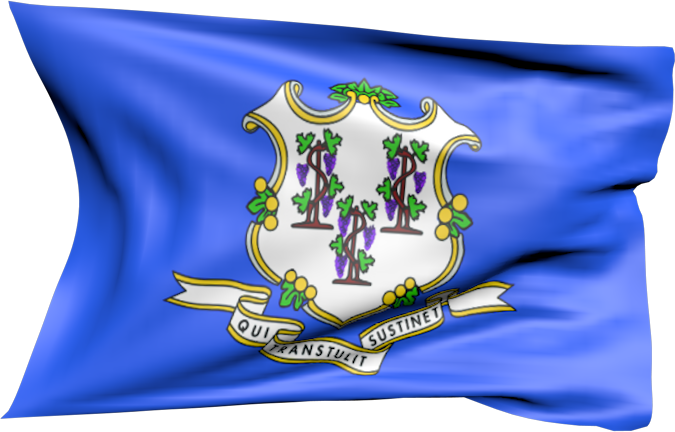Connecticut | wehende Flagge von Connecticut als Aufkleber