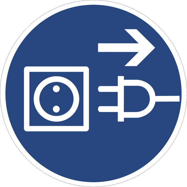 Gebotszeichenaufkleber alt .015- Netzstecker ziehen (alt)