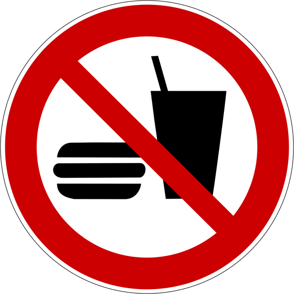 Verbotszeichenaufkleber .022- Essen und Trinken verboten