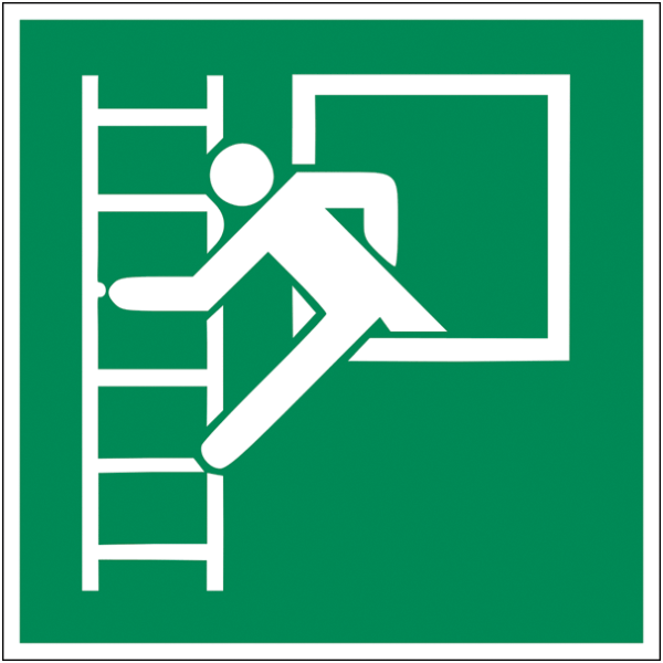 Rettungszeichenaufkleber .016- E016 Notausstieg mit Fluchtleiter