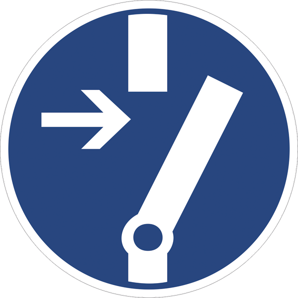 Gebotszeichenaufkleber alt .016- Vor Wartung oder Reparatur freischalten (alt)
