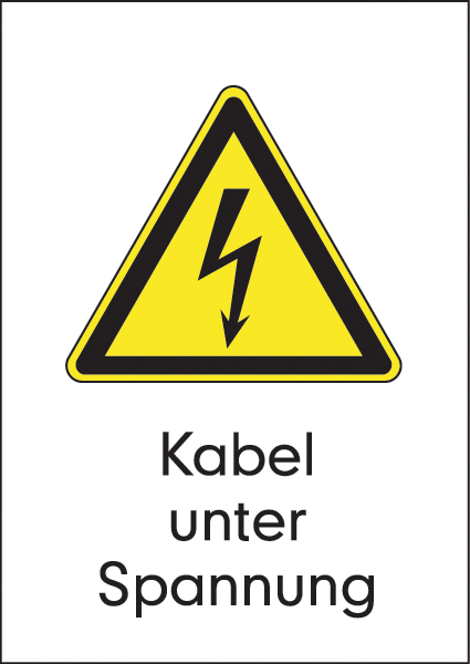 Warnzeichenaufkleber Elektro .007- Kabel unter Spannung (alt)