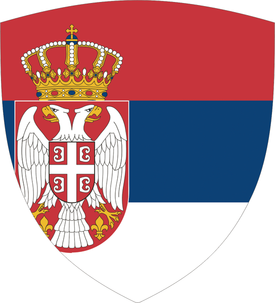Serbien  | Flagge -wappenförmig