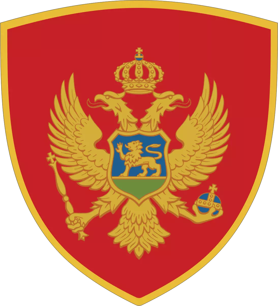 Montenegro | Flagge -wappenförmig