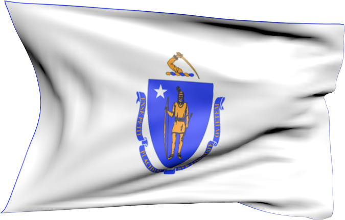 Massachusetts | wehende Flagge von Massachusetts als Aufkleber
