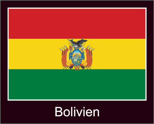 Bolivia with coat of arms | Sticker with black design