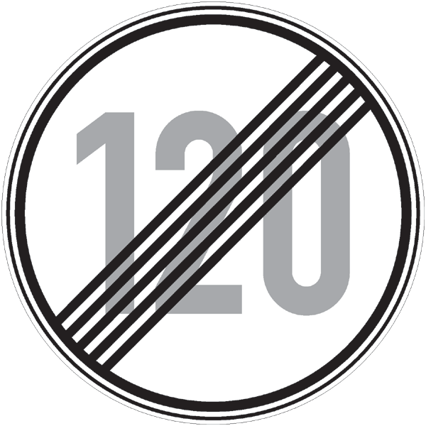 Verkehrszeichen 278.120 - Ende der zulässigen Höchstgeschwindigkeit 120 km/h